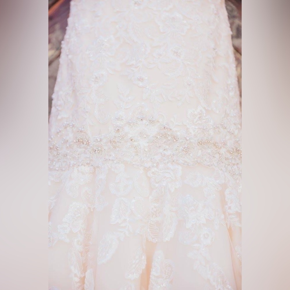 Mermaid Sweetheart Champagne Lace Wedding Dress - Picture 3 of 15